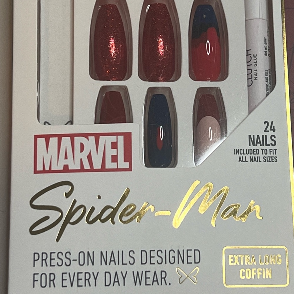 Clutch Nails Marvel Spider-Man Press on nails XL Coffin NEW Sealed box